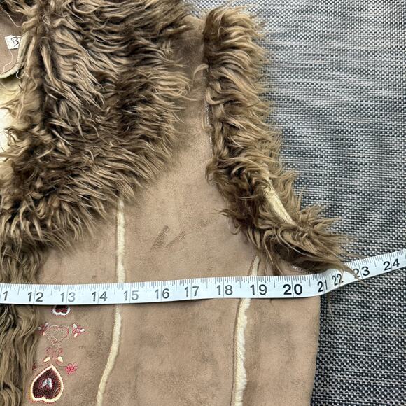 Bacci tan faux fur/suede embroidered vest‎ Vintage - Picture 6 of 7